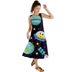 Space Seamless Pattern Summer Maxi Dress by Vaneshart