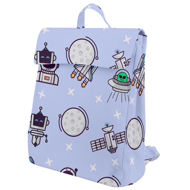 Seamless Pattern With Space Theme Flap Top Backpack