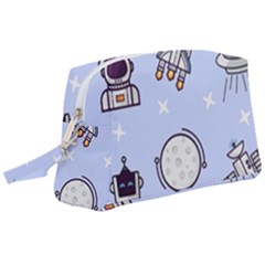 Seamless Pattern With Space Theme Wristlet Pouch Bag (large) by Vaneshart