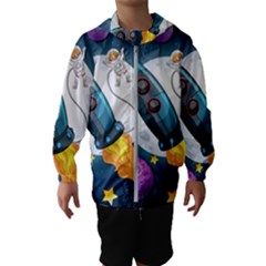 Spaceship Astronaut Space Kids  Hooded Windbreaker