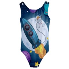 Spaceship Astronaut Space Kids  Cut-out Back One Piece Swimsuit by Vaneshart