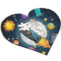 Spaceship Astronaut Space Wooden Puzzle Heart View3
