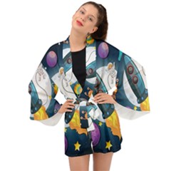 Spaceship Astronaut Space Long Sleeve Kimono by Vaneshart