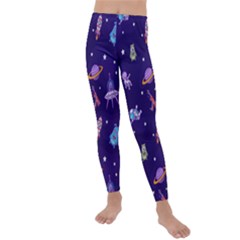 Space Seamless Pattern Kids  Lightweight Velour Leggings by Vaneshart