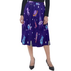 Space Seamless Pattern Classic Velour Midi Skirt  by Vaneshart