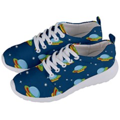 Seamless Pattern Ufo With Star Space Galaxy Background Men s Lightweight Sports Shoes by Vaneshart