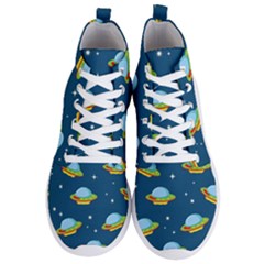 Seamless Pattern Ufo With Star Space Galaxy Background Men s Lightweight High Top Sneakers by Vaneshart