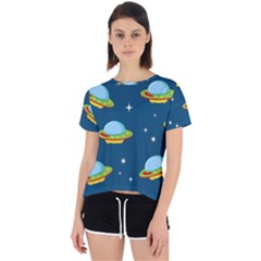 Seamless Pattern Ufo With Star Space Galaxy Background Open Back Sport Tee by Vaneshart