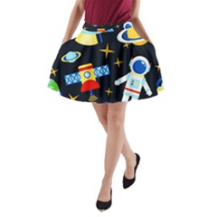 Space Seamless Pattern A-line Pocket Skirt