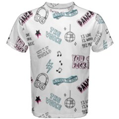 Music Themed Doodle Seamless Background Men s Cotton Tee by Vaneshart