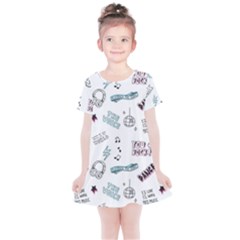 Music Themed Doodle Seamless Background Kids  Simple Cotton Dress by Vaneshart