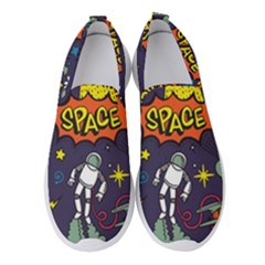 Vector Flat Space Design Background With Text Women s Slip On Sneakers by Vaneshart