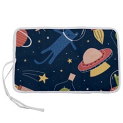 Seamless Pattern With Funny Aliens Cat Galaxy Pen Storage Case (m) by Vaneshart