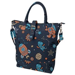 Space Seamless Pattern Buckle Top Tote Bag by Vaneshart