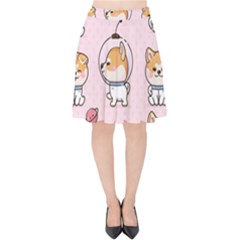 Set Kawaii Smile Japanese Dog Cartoon Velvet High Waist Skirt