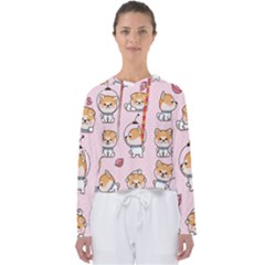 Set Kawaii Smile Japanese Dog Cartoon Women s Slouchy Sweat by Vaneshart