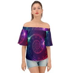 Time Machine Off Shoulder Short Sleeve Top by Vaneshart