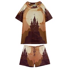 Beautiful Castle Kids  Swim Tee And Shorts Set by Vaneshart