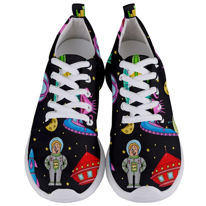 Seamless Pattern With Space Objects Ufo Rockets Aliens Hand Drawn Elements Space Men s Lightweight Sports Shoes