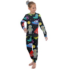 Seamless Pattern With Space Objects Ufo Rockets Aliens Hand Drawn Elements Space Kids  Long Sleeve Set  by Vaneshart