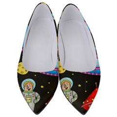 Seamless Pattern With Space Objects Ufo Rockets Aliens Hand Drawn Elements Space Women s Low Heels by Vaneshart