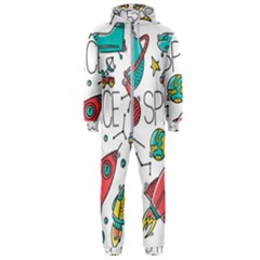 Space Cosmos Seamless Pattern Seamless Pattern Doodle Style Hooded Jumpsuit (men)  by Vaneshart