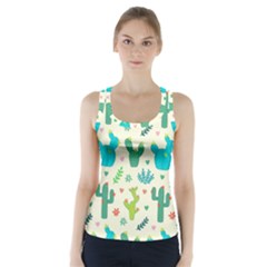 Cactus Succulents Floral Seamless Pattern Racer Back Sports Top