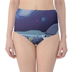 Alien Astronaut Scene Classic High-waist Bikini Bottoms by Vaneshart
