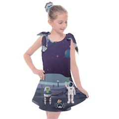 Alien Astronaut Scene Kids  Tie Up Tunic Dress