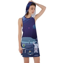 Alien Astronaut Scene Racer Back Hoodie Dress by Vaneshart