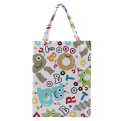 Seamless Pattern Vector With Funny Robots Cartoon Classic Tote Bag