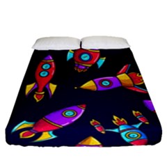 Space Patterns Fitted Sheet (queen Size) by Vaneshart