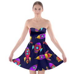 Space Patterns Strapless Bra Top Dress by Vaneshart
