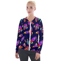 Space Patterns Velour Zip Up Jacket by Vaneshart