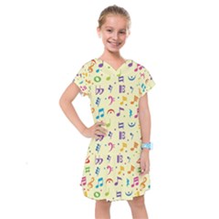 Seamless Pattern Musical Note Doodle Symbol Kids  Drop Waist Dress