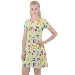 Seamless Pattern Musical Note Doodle Symbol Cap Sleeve Velour Dress  by Vaneshart