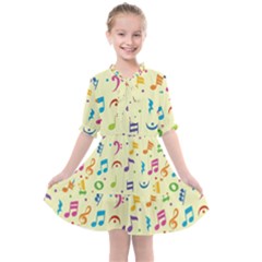 Seamless Pattern Musical Note Doodle Symbol Kids  All Frills Chiffon Dress by Vaneshart