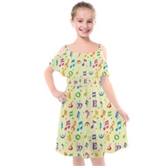 Seamless Pattern Musical Note Doodle Symbol Kids  Cut Out Shoulders Chiffon Dress by Vaneshart