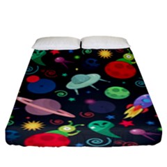 Cosmos Ufo Concept Seamless Pattern Fitted Sheet (king Size) by Vaneshart