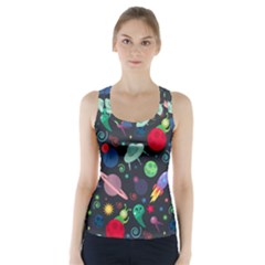 Cosmos Ufo Concept Seamless Pattern Racer Back Sports Top by Vaneshart