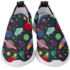 Cosmos Ufo Concept Seamless Pattern Kids  Slip On Sneakers by Vaneshart