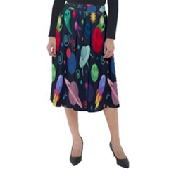 Cosmos Ufo Concept Seamless Pattern Classic Velour Midi Skirt  by Vaneshart