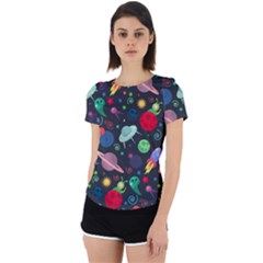 Cosmos Ufo Concept Seamless Pattern Back Cut Out Sport Tee by Vaneshart