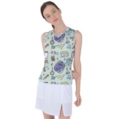 Hand Drawn Pattern School Women s Sleeveless Sports Top by Vaneshart