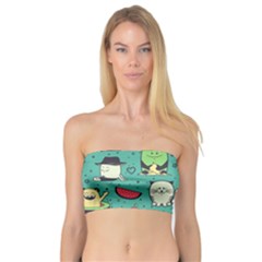 Seamless Pattern With Funny Monsters Cartoon Hand Drawn Characters Unusual Creatures Bandeau Top by Vaneshart