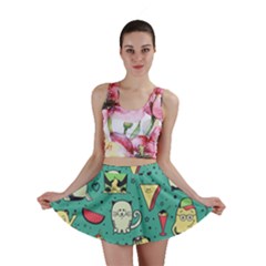 Seamless Pattern With Funny Monsters Cartoon Hand Drawn Characters Unusual Creatures Mini Skirt