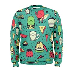 Seamless Pattern With Funny Monsters Cartoon Hand Drawn Characters Unusual Creatures Men s Sweatshirt