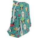 Seamless Pattern With Funny Monsters Cartoon Hand Drawn Characters Unusual Creatures Travelers  Backpack View2