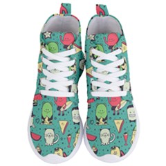 Seamless Pattern With Funny Monsters Cartoon Hand Drawn Characters Unusual Creatures Women s Lightweight High Top Sneakers by Vaneshart