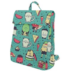 Seamless Pattern With Funny Monsters Cartoon Hand Drawn Characters Unusual Creatures Flap Top Backpack by Vaneshart